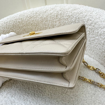 Dior Miss Caro Mini Flap Bag in Powder Beige Macrocannage Lambskin and GHW