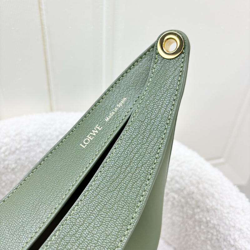 Loewe Luna Shoulder Bag in Olive Green Satin Calfskin and GHW