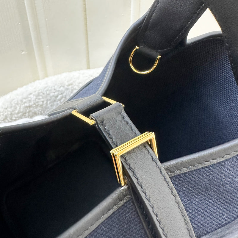 Hermes Picotin 18 Cargo in Bleu Marine Canvas, Noir Leather and GHW