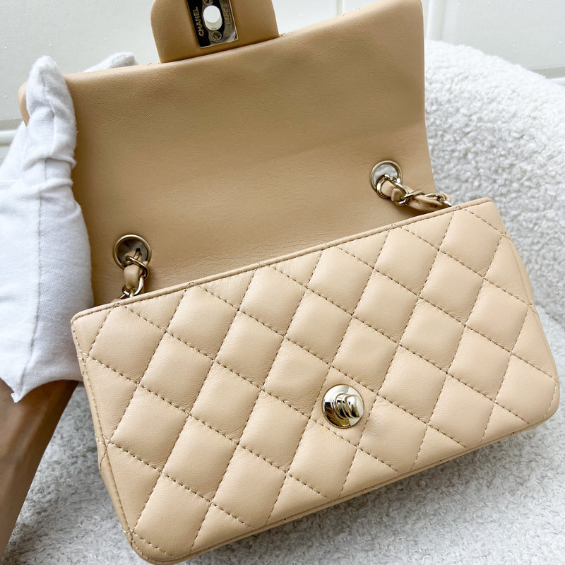 Chanel Classic Mini Rectangle in 22C Beige Stiff Lambskin and LGHW