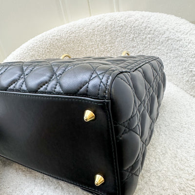 Dior Medium Lady Dior in Black Lambskin and GHW (New Version with Adjustable Strap)<br>