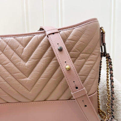 Chanel Medium (New Large) Gabrielle Hobo Bag in Nude Pink Chevron Calfskin and 3-tone HW