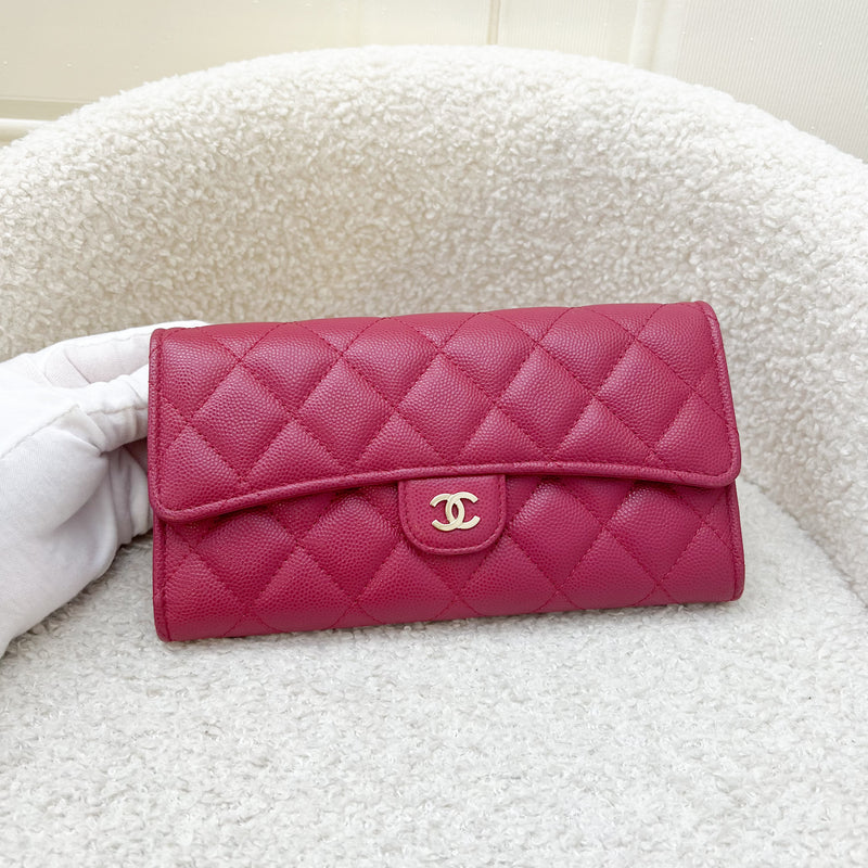 Chanel Classic Long Wallet in Pink Caviar and LGHW