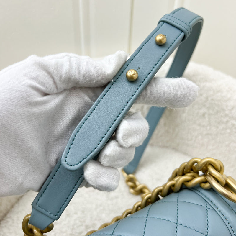 Chanel Small 20cm Boy Flap in Seafoam Lambskin and AGHW