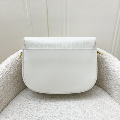 Dior Medium Bobby Flap Bag in White Calfskin and GHW