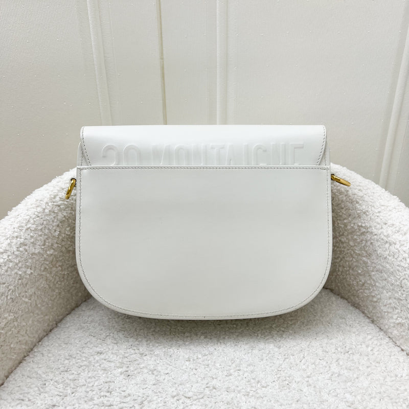 Dior Medium Bobby Flap Bag in White Calfskin and GHW