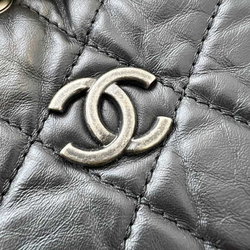 Chanel Gabrielle Small Backpack in Black Distressed Leather, Black Base and 3-tone HW