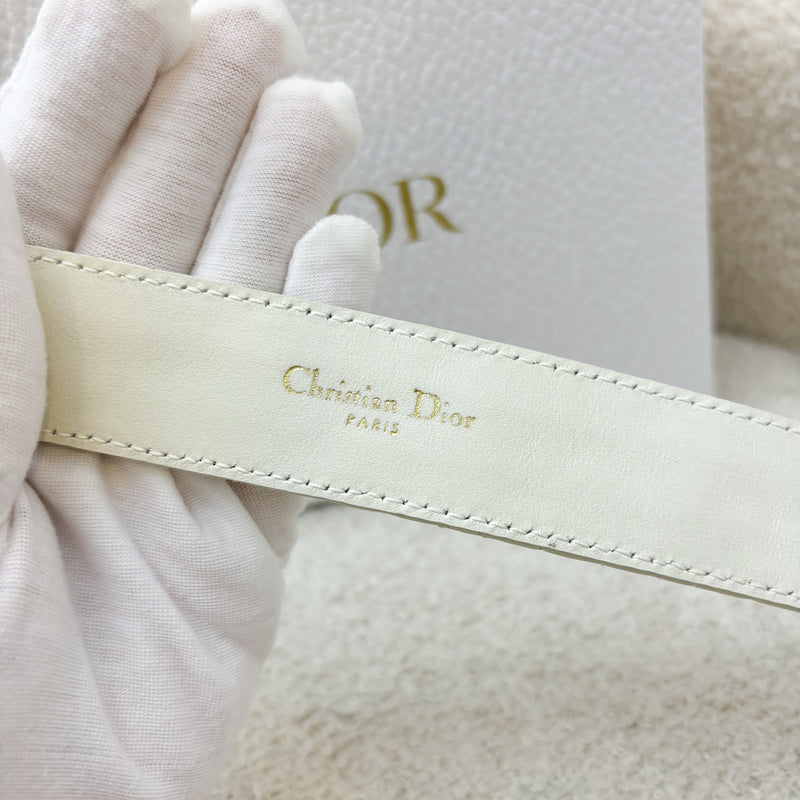 Dior 30 Montaigne Belt in White Cannage Lambskin and GHW Sz 75