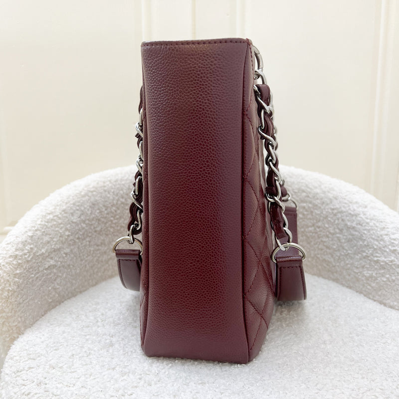 Chanel Petite Shopping Tote PST in Dark Red Burgundy Caviar and SHW