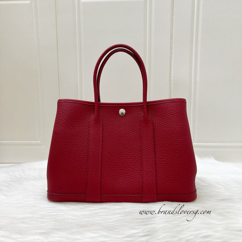 Hermes Garden Party 30 in Rouge Piment Negonda Leather and SHW