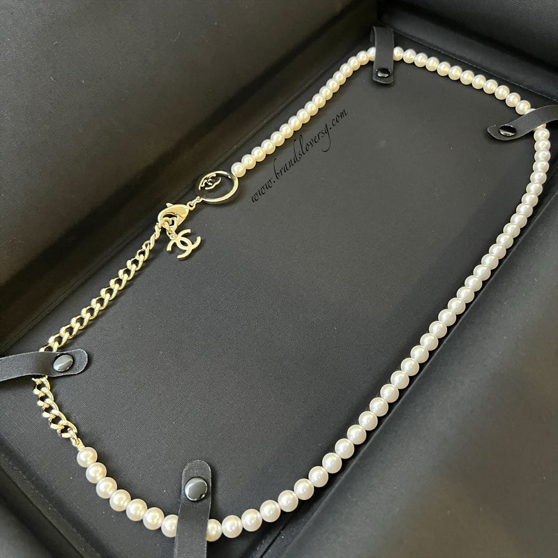 Chanel 24C Chain Waist Belt with Pearls and CC Logo in GHW