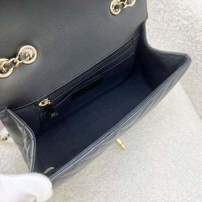 Chanel Small Statement Chevron Flap Bag in Black Lambskin LGHW