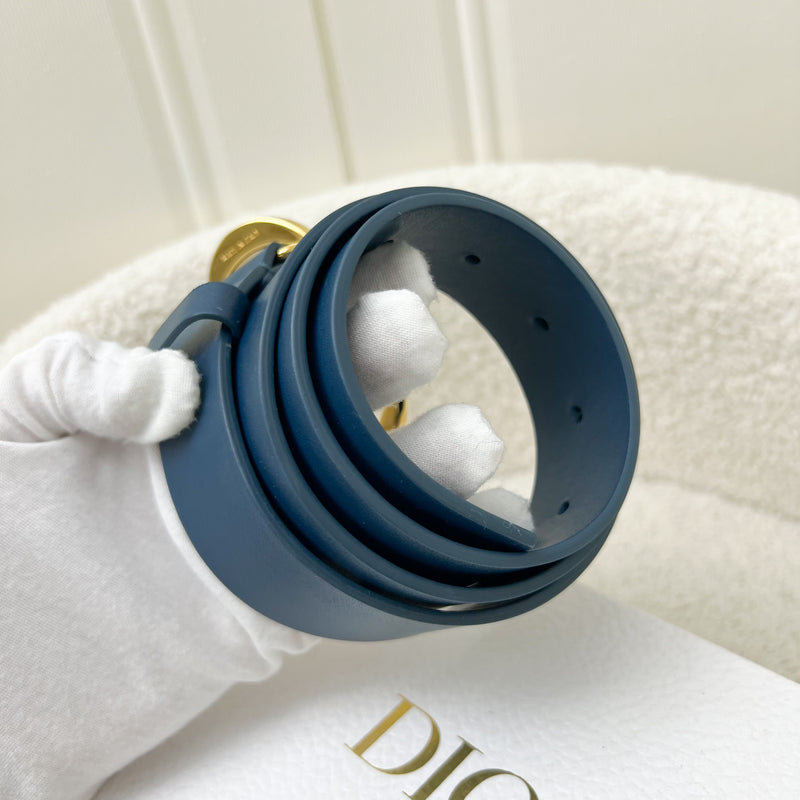 Dior CD Belt in Blue Leather and GHW