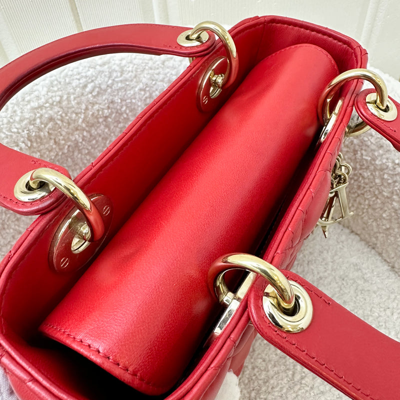 Dior Small MyLadyDior Lady Dior in Red Lambskin and LGHW