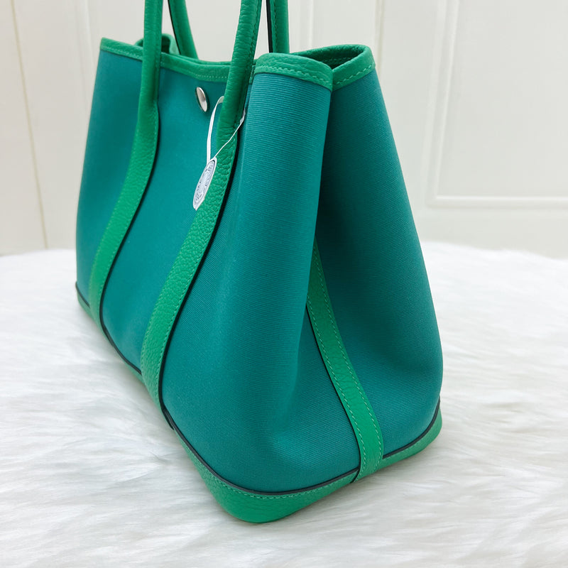 Hermes Garden Party 30 in Vert Veronese Canvas, Menthe Leather and PHW