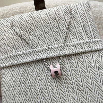 Hermes Mini Pop H Pendant in Rose Enamel and PHW