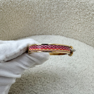 Hermes Clic Chaine D'Ancre Mini Bracelet in Pink Chaine Pattern Enamel and GHW