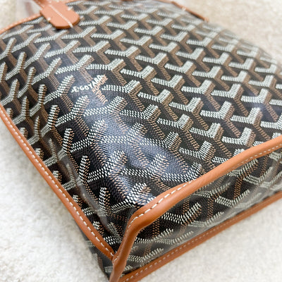 Goyard Mini Anjou in Black Goyardine Canvas with Camel Trim