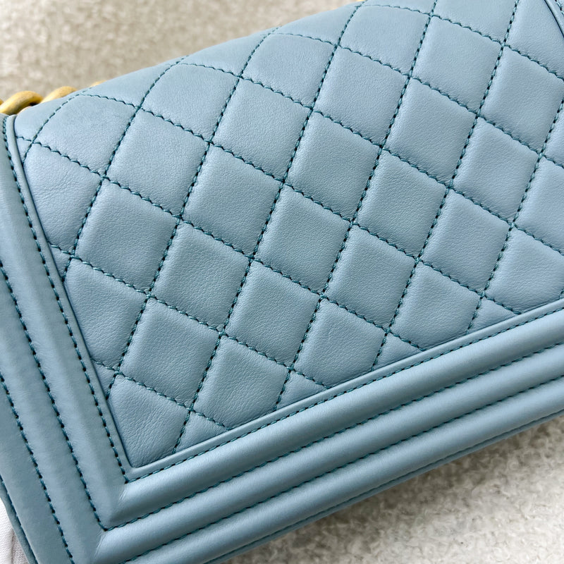 Chanel Small 20cm Boy Flap in Seafoam Lambskin and AGHW