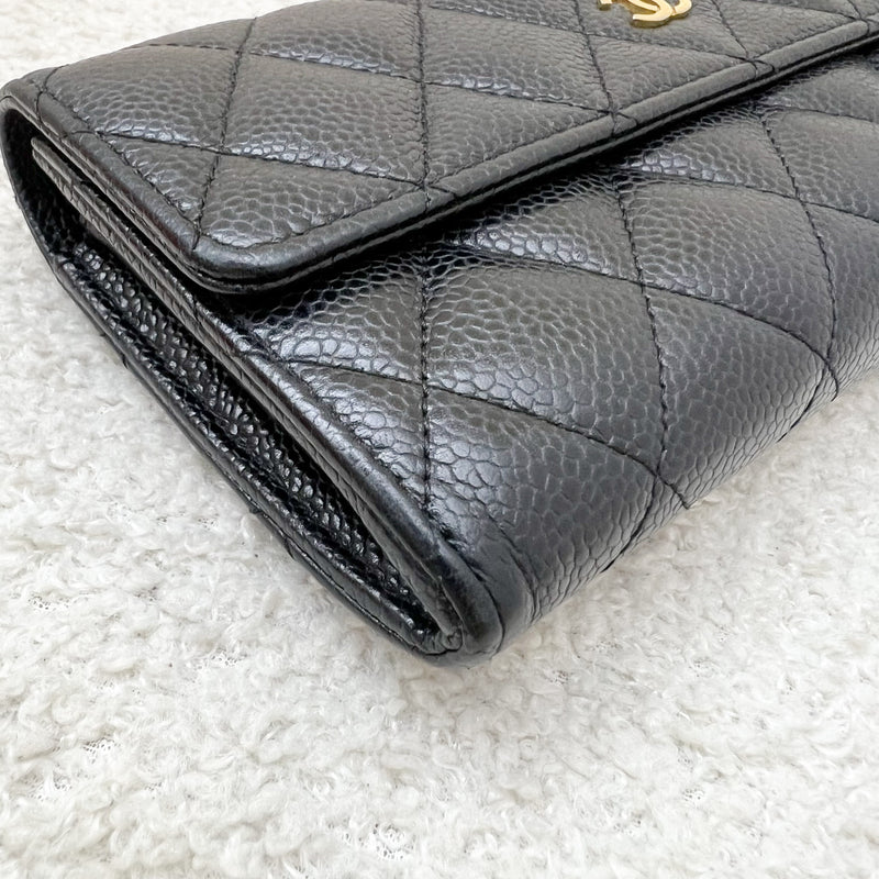 Chanel Classic Long Wallet in Black Caviar and GHW