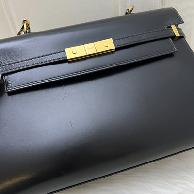 Saint Laurent YSL Manhattan Top Handle Large in Black Box Leather and GHW