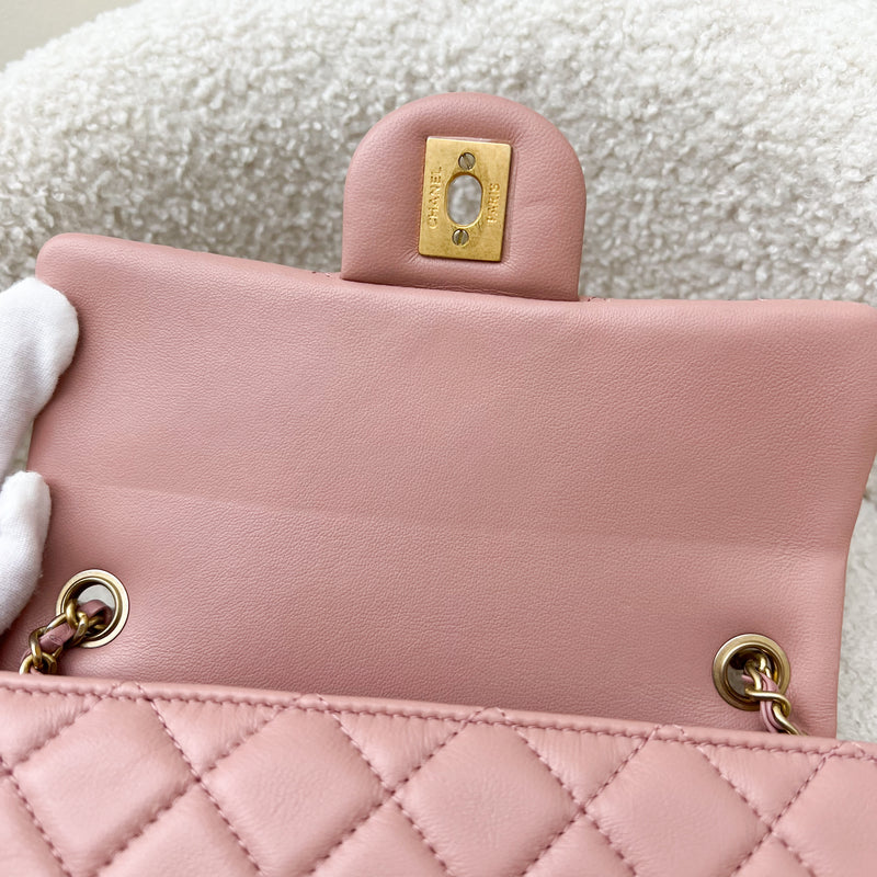 Chanel Pearl Crush Mini Rectangle Flap in 21B Rose Pink Lambskin and AGHW