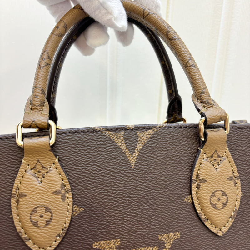 LV Onthego PM in Monogram and Reverse Monogram Canvas and GHW