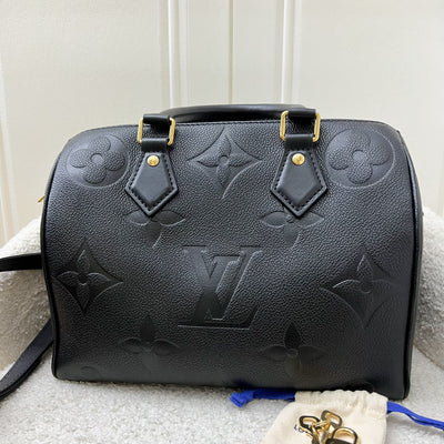 LV Speedy Bandouliere 25 in Black Giant Monogram Empreinte Leather and GHW