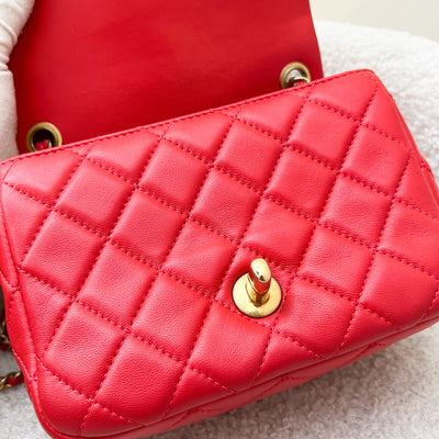 Chanel Pearl Crush Mini Square Flap in Red Lambskin and AGHW