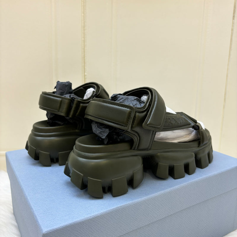 Prada Chunky Sandals in Nappa Leather with Velcro Fasteners Sz 37