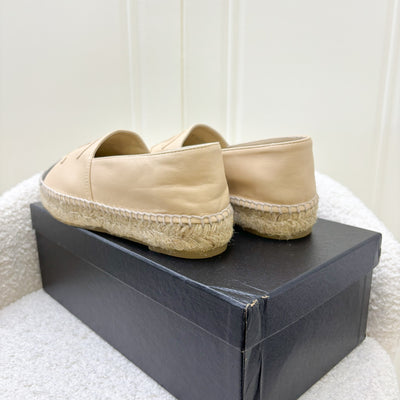 Chanel Espadrilles in Beige and Black Leather Sz 35