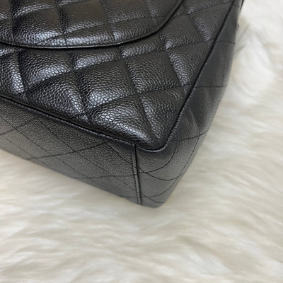 Chanel Maxi Classic Single Flap Bag in Black Caviar and GHW