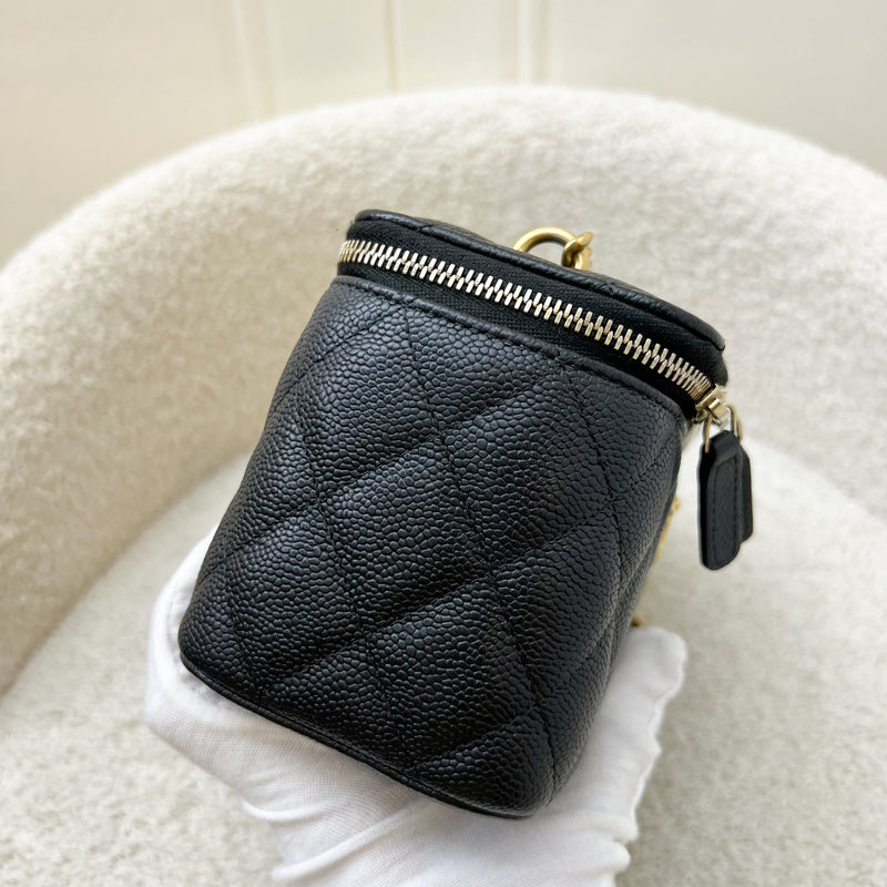 Chanel 23P Heart Adjustable Chain Vanity in Black Caviar and AGHW