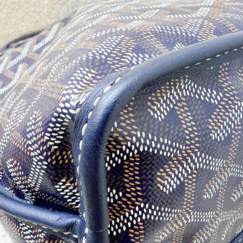 Goyard Mini Anjou Tote in Navy Goyardine Canvas with Navy Trim