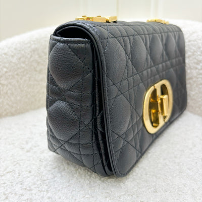 Dior Small Caro Flap Bag in Black Grained Calfskin and GHW