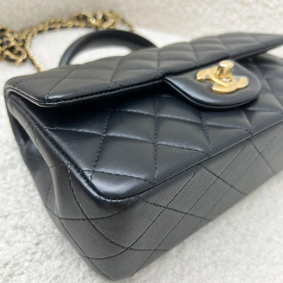 Chanel Top Handle Mini Rectangle Flap in Black Lambskin and GHW