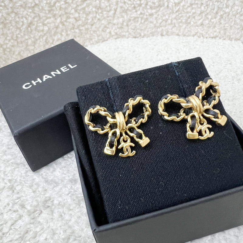 Chanel 22A Ribbon Earrings in AGHW