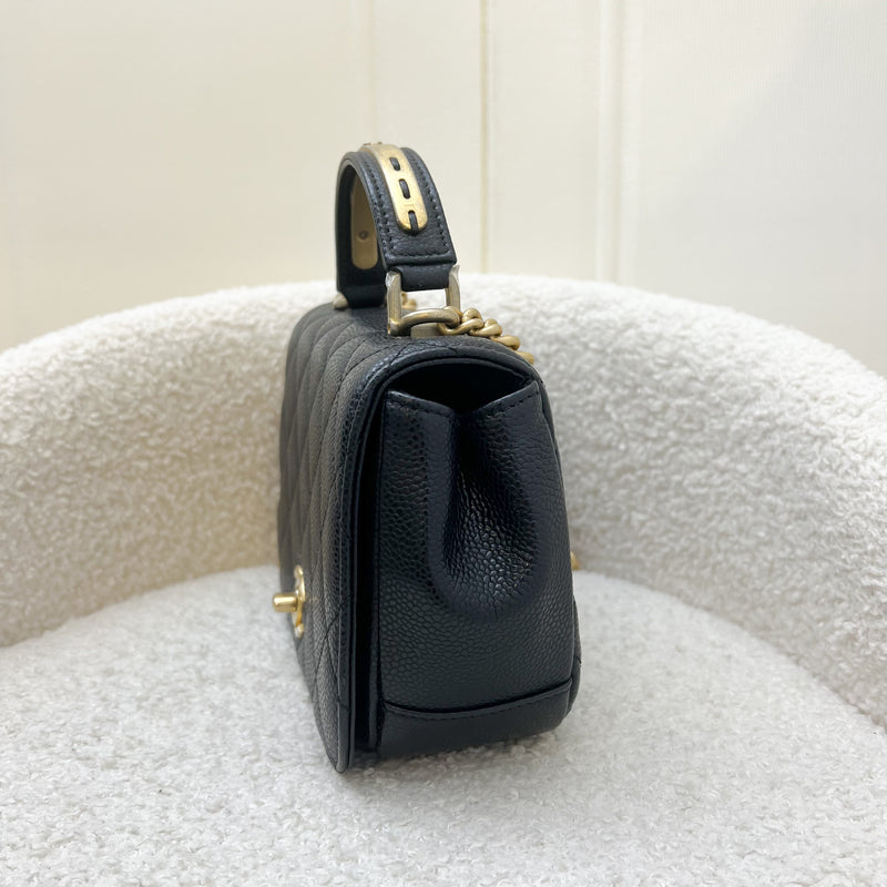 Chanel Seasonal Mini Bag with Top Handle in Black Caviar and AGHW