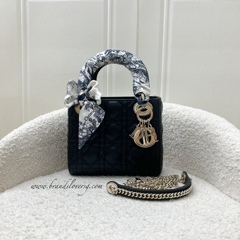 Dior Mini Lady Dior in Black Lambskin and LGHW with Dior Toile de Jouy Sauvage Mitzah