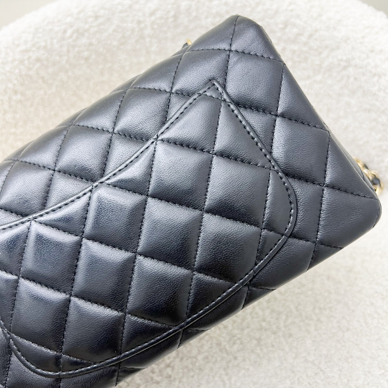 Chanel Classic Mini Rectangle Flap in Black Lambskin and LGHW