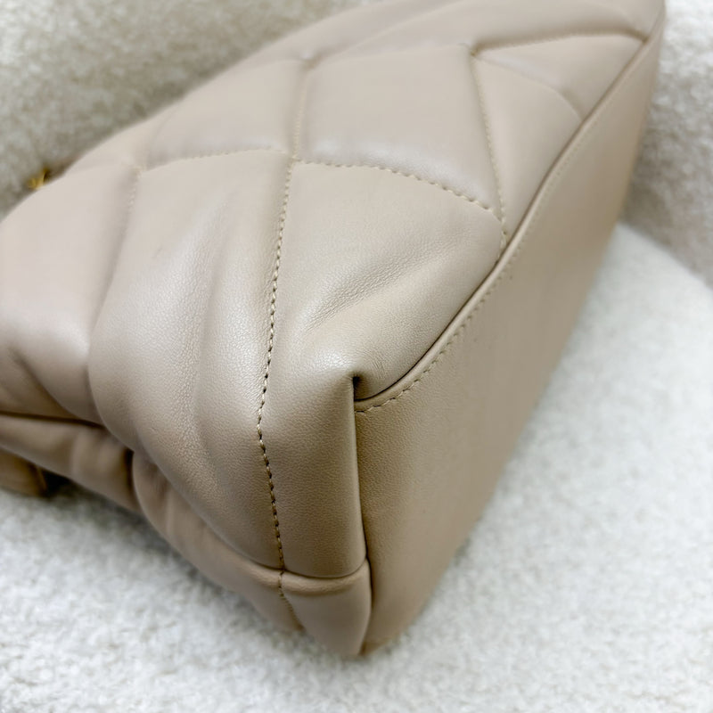 Saint Laurent YSL Small Loulou Puffer in Beige Lambskin and GHW