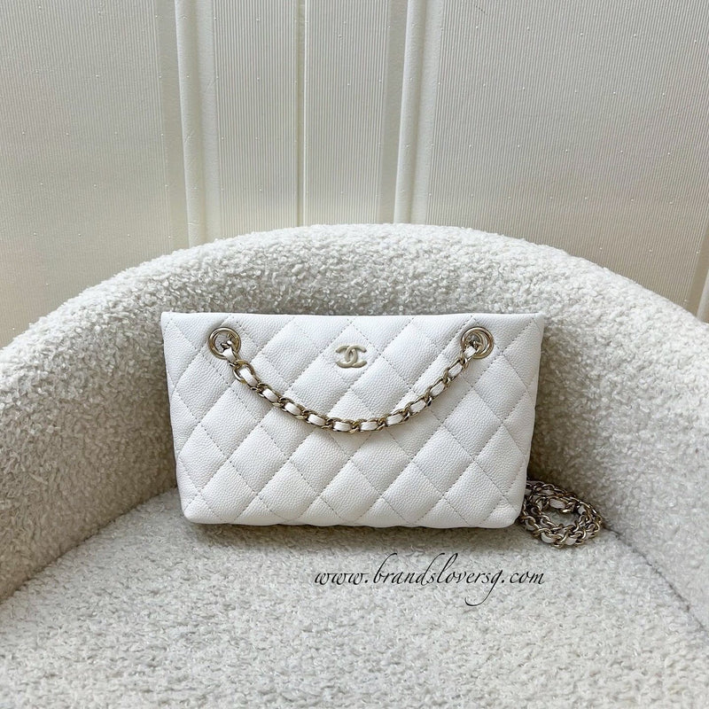 Chanel 25C Mini Clutch with Chain in White Caviar LGHW (Model: AP4423)