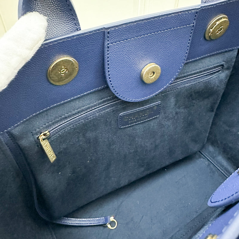 Chanel Small / Medium Deauville Tote in Navy Caviar and AGHW