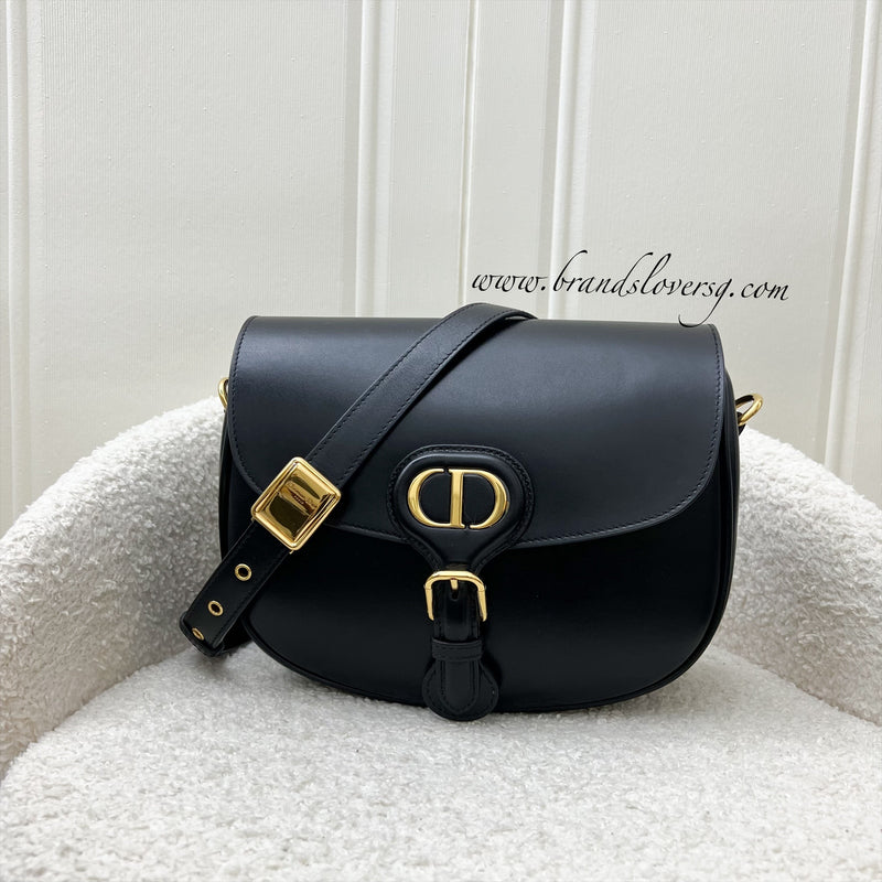 Dior Medium Bobby Flap Bag in Black Calfskin and GHW