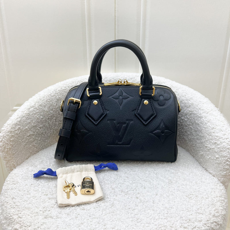 LV Speedy Bandouliere 20 in Black Giant Monogram Empreinte Leather and GHW