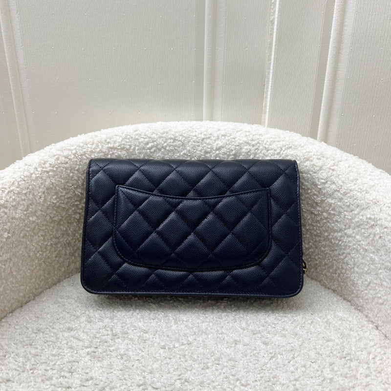 Chanel Classic Wallet on Chain WOC in Navy Blue Caviar and LGHW