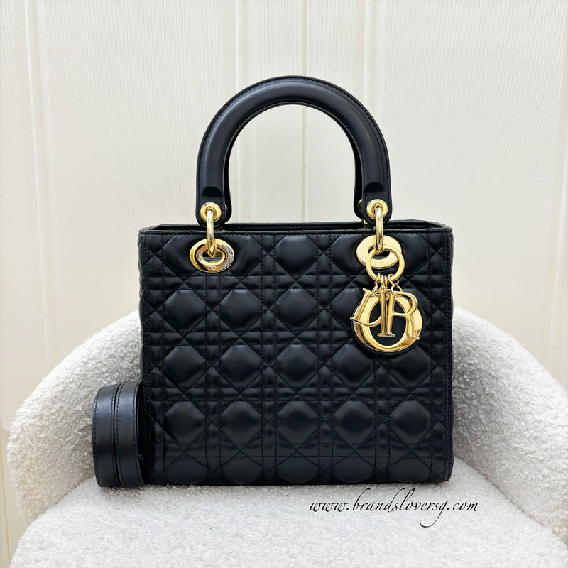 Dior Medium Lady Dior in Black Lambskin and GHW