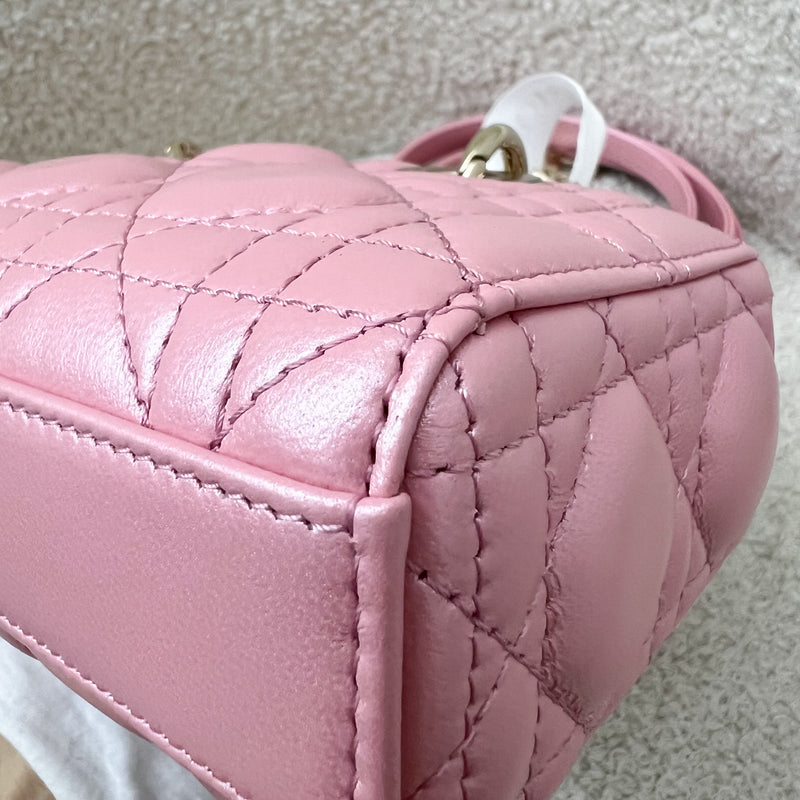 Dior Micro Lady D-Joy Bag in Iridescent Pink Lambskin and LGHW