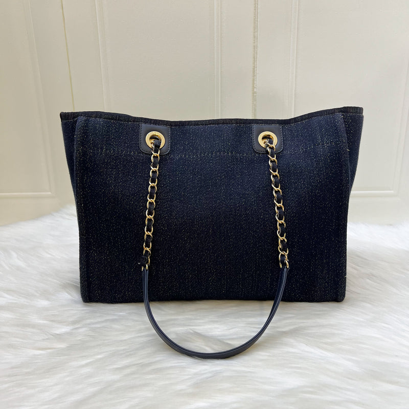 Chanel Small / Medium Deauville in Shimmery Blue Fabric and LGHW