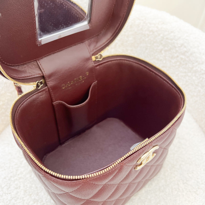 Chanel Top Handle Vanity Case in 21B Burgundy Red Caviar and LGHW